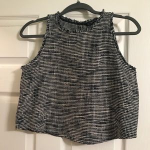 Zara Cropped Navy Textured Too